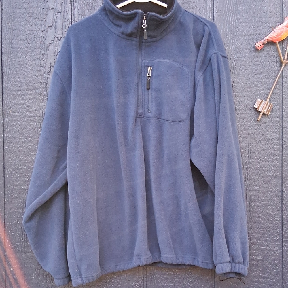 Men's Classic Blue Zip-Up Fleece Sweater
